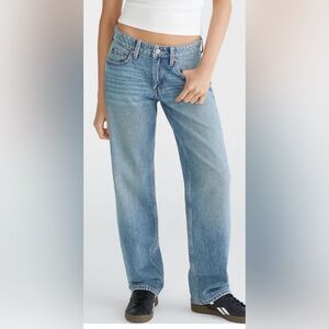 Aeropostale Low Rise Baggy Blue Y2K style Cotton Jeans Size 4 Short